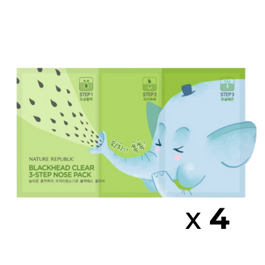 [4x] Blackhead Clear 3-step Nose Packs AniMelodic